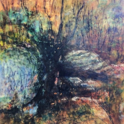 Waterhole, Encaustic Painting, 72cm x 48cm